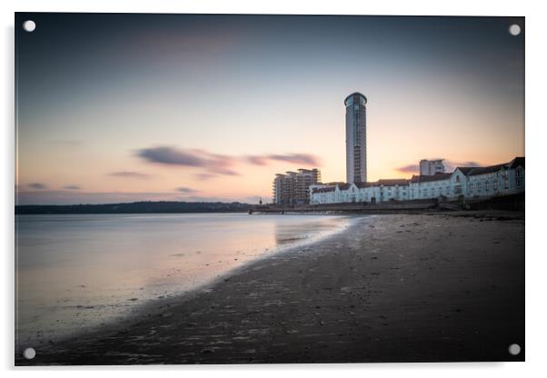 Meridian tower Swansea bay Acrylic by Bryn Morgan
