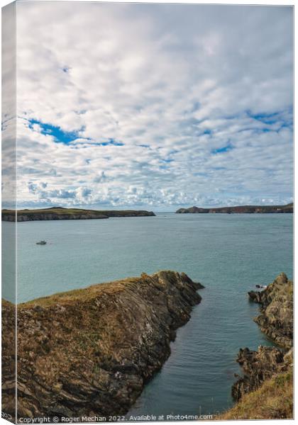 Clouds over Ramsey Sound St David's Wales Canvas Print by Roger Mechan