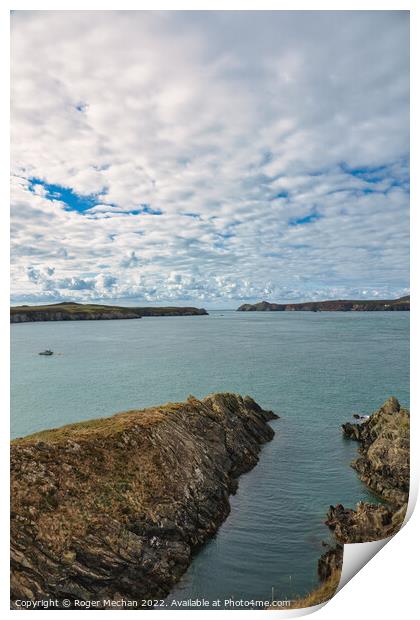 Clouds over Ramsey Sound St David's Wales Print by Roger Mechan