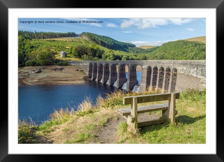 Garreg Ddu Dam and a Scarcity of Water Mid Wales Framed Mounted Print by Nick Jenkins