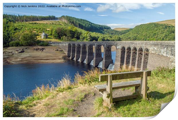 Garreg Ddu Dam and a Scarcity of Water Mid Wales Print by Nick Jenkins