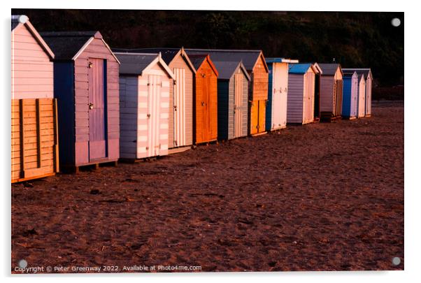 Beach Huts On Teignmouth's Back Beach At Sunset Acrylic by Peter Greenway