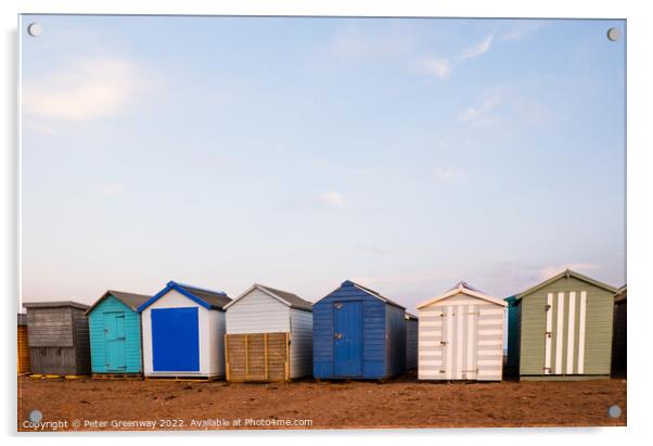 Beach Huts On Teignmouth's Back Beach At Sunset Acrylic by Peter Greenway