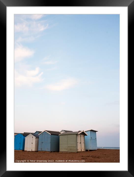 Beach Huts On Teignmouth's Back Beach At Sunset Framed Mounted Print by Peter Greenway