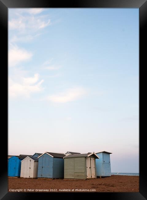 Beach Huts On Teignmouth's Back Beach At Sunset Framed Print by Peter Greenway