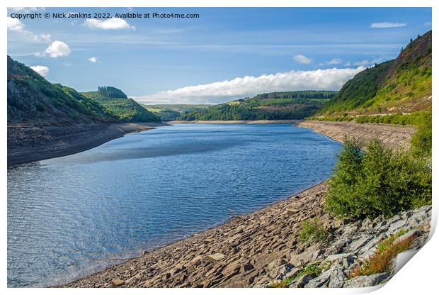 Caban Coch Reservoir Elan Valley Powys  Print by Nick Jenkins