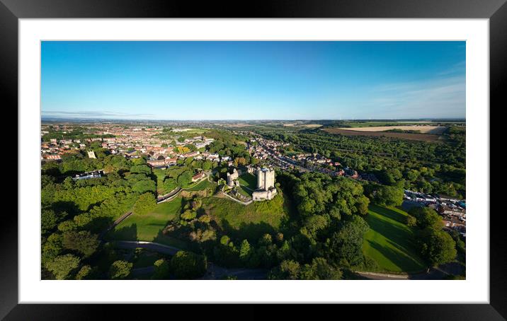 Conisbrough Castle From The Air Framed Mounted Print by Apollo Aerial Photography