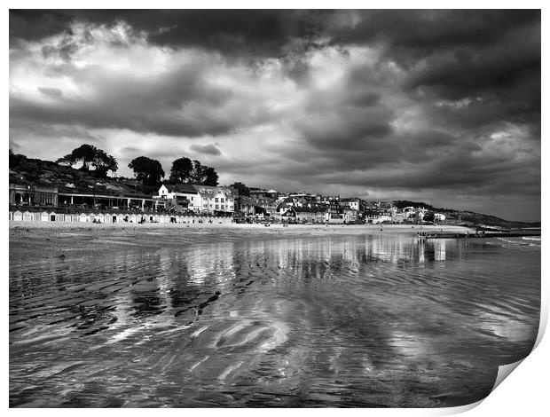 Lyme Regis Beach Reflections, Dorset Print by Darren Galpin