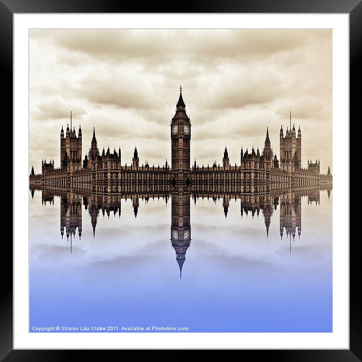 Westminster on Water Framed Mounted Print by Sharon Lisa Clarke