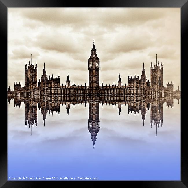 Westminster on Water Framed Print by Sharon Lisa Clarke