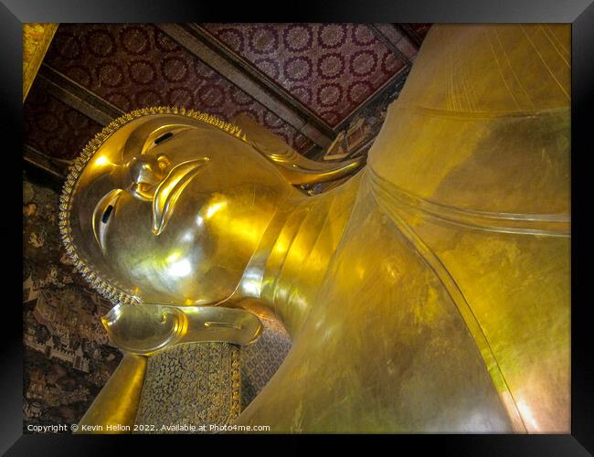 Buddha image, Wat Pho, Bangkok, Thailand Framed Print by Kevin Hellon