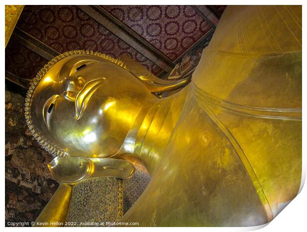 Buddha image, Wat Pho, Bangkok, Thailand Print by Kevin Hellon