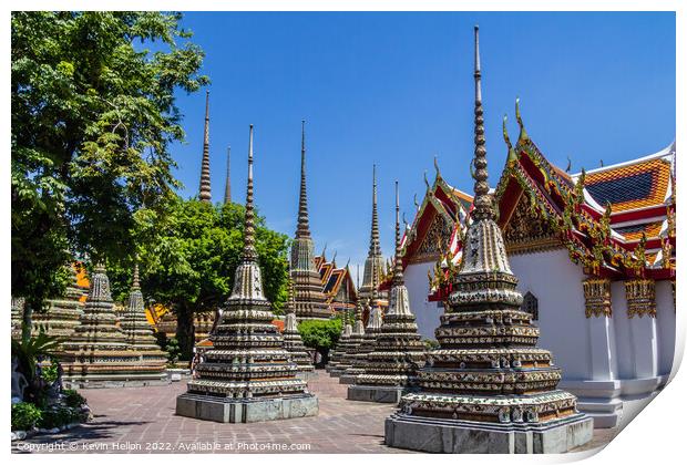 Stupas, Wat Pho, Bangkok, Thailand Print by Kevin Hellon