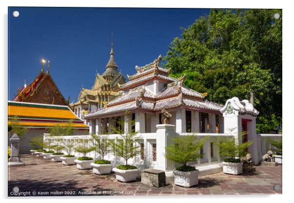 Stupas, Wat Pho, Bangkok, Thailand Acrylic by Kevin Hellon