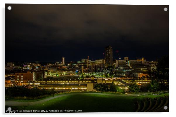 Steel City Lights - Sheffield Acrylic by Richard Perks