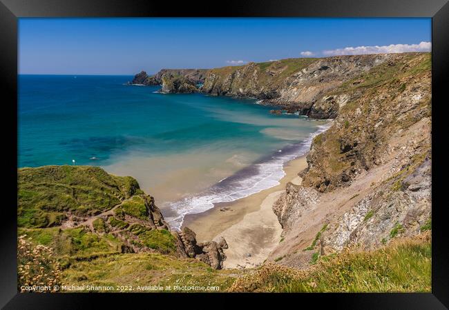 Pentreath Beach near Kynance Cove in Cornwall Framed Print by Michael Shannon