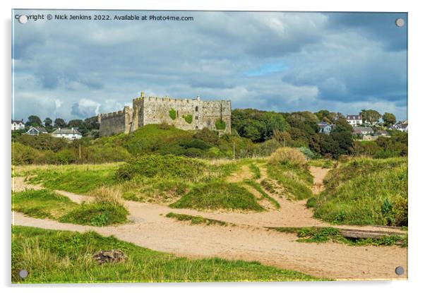 Manorbier Castle South Pembrokeshire  Acrylic by Nick Jenkins