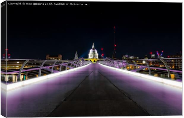 London St Paul's Cathedral over Millennium Bridge Canvas Print by mick gibbons