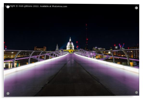 London St Paul's Cathedral over Millennium Bridge Acrylic by mick gibbons