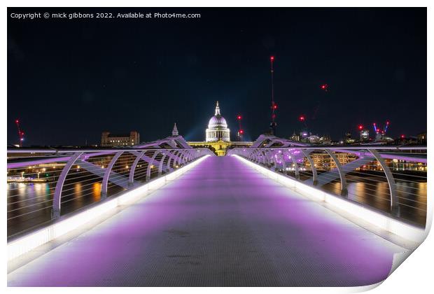 London St Paul's Cathedral over Millennium Bridge Print by mick gibbons