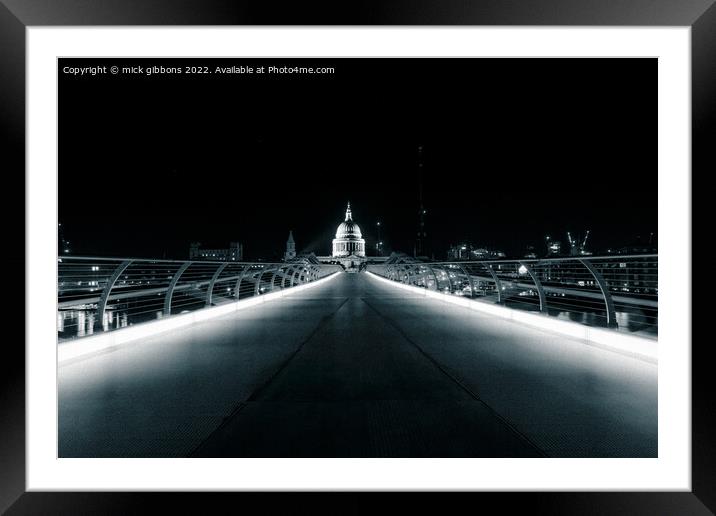 London St Paul's Cathedral over Millennium Bridge Framed Mounted Print by mick gibbons