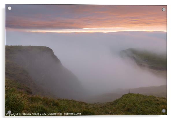 Majestic Sunrise over Misty Mam Tor Acrylic by Steven Nokes