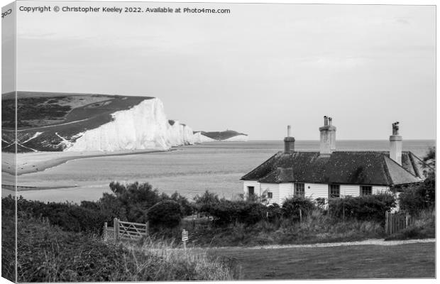Seven Sisters Cliffs in black and white Canvas Print by Christopher Keeley