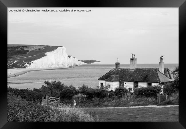 Seven Sisters Cliffs in black and white Framed Print by Christopher Keeley