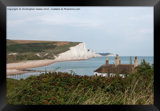 Coastguard cottages and Seven Sisters Cliffs Framed Print by Christopher Keeley