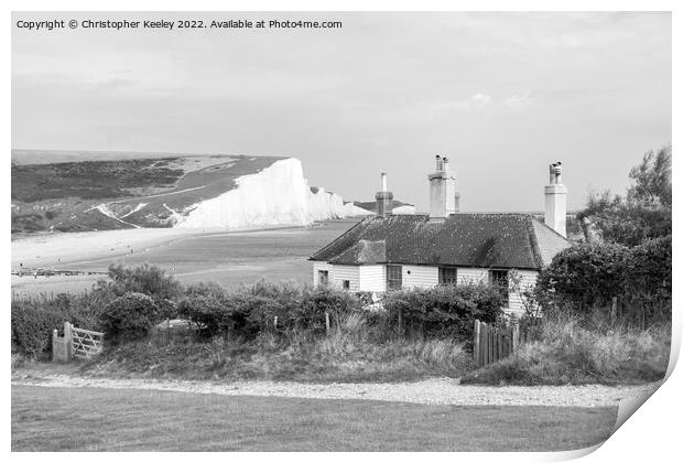 Seven Sisters Cliffs in monochrome Print by Christopher Keeley