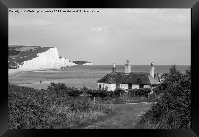 Seven Sisters Cliffs and Cuckmere Haven coastguard Framed Print by Christopher Keeley