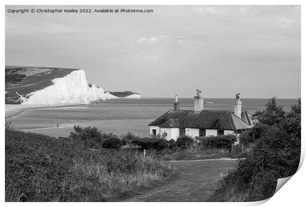 Seven Sisters Cliffs and Cuckmere Haven coastguard Print by Christopher Keeley