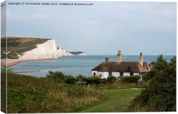 Seven Sisters Cliffs and Cuckmere Haven coastguard Canvas Print by Christopher Keeley