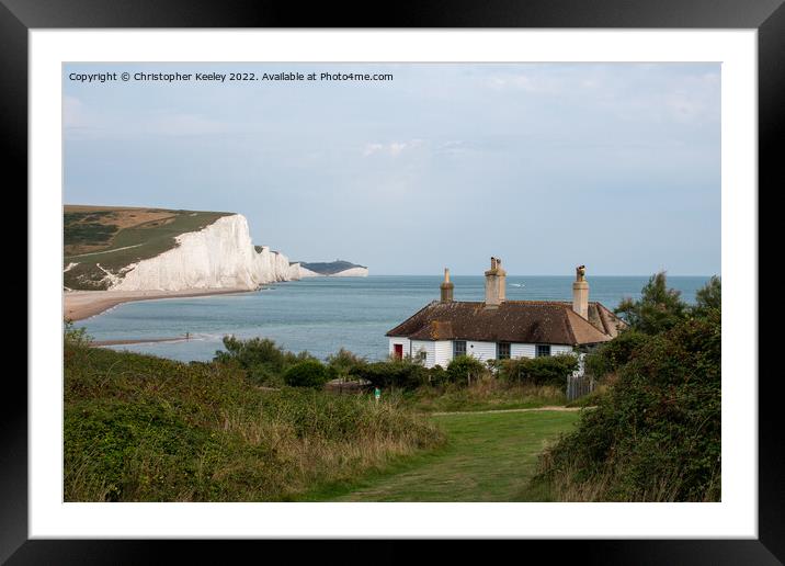 Seven Sisters Cliffs and Cuckmere Haven coastguard Framed Mounted Print by Christopher Keeley