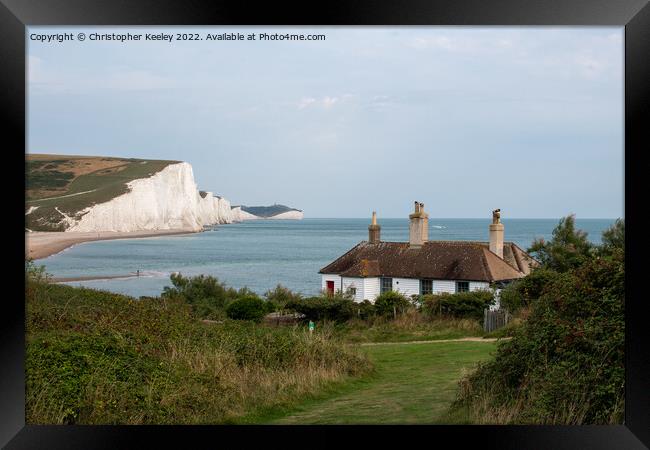 Seven Sisters Cliffs and Cuckmere Haven coastguard Framed Print by Christopher Keeley