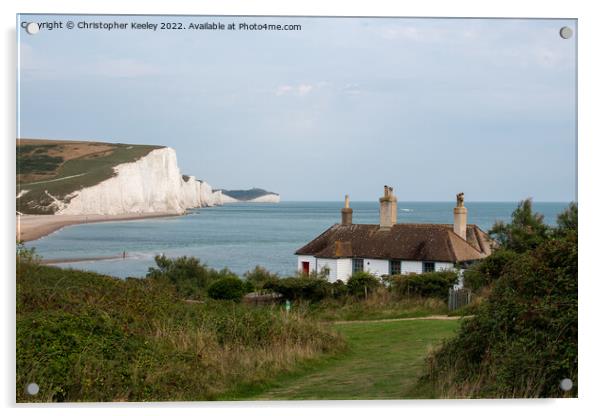 Seven Sisters Cliffs and Cuckmere Haven coastguard Acrylic by Christopher Keeley