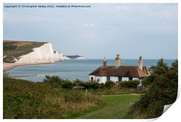Seven Sisters Cliffs and Cuckmere Haven coastguard Print by Christopher Keeley