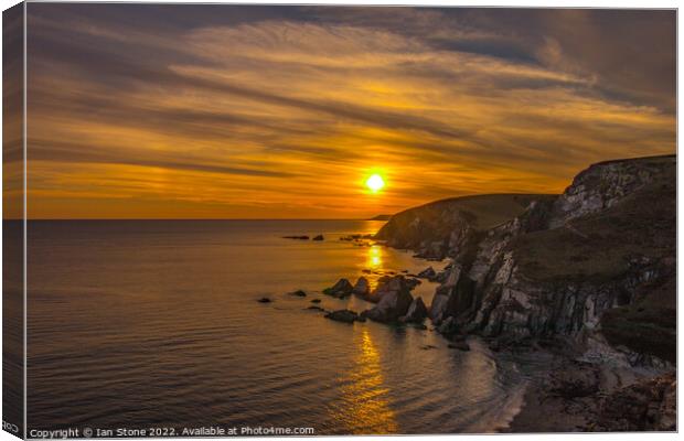 Tranquil Sunset at Westcombe Cove Canvas Print by Ian Stone
