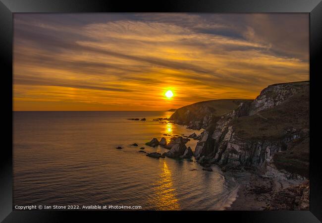 Tranquil Sunset at Westcombe Cove Framed Print by Ian Stone