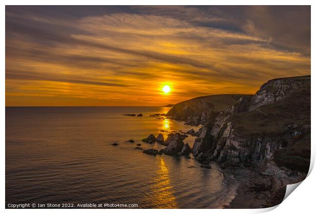 Tranquil Sunset at Westcombe Cove Print by Ian Stone