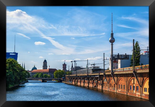 Berlin City skyline With Jannowitzbrucke Framed Print by Artur Bogacki