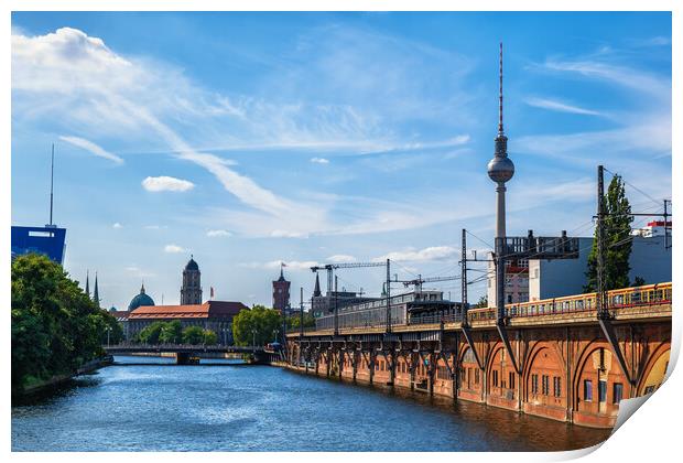 Berlin City skyline With Jannowitzbrucke Print by Artur Bogacki