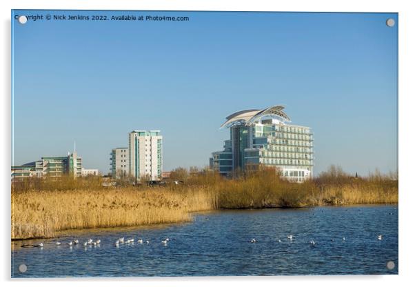 Cardiff Bay Wetlands in February  Acrylic by Nick Jenkins