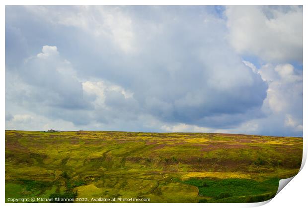 Big clouds above Blakey Ridge on the North Yorkshi Print by Michael Shannon