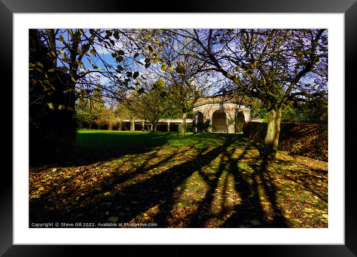 Autumn Sunlight Creating Long Shadows in a Public Park. Framed Mounted Print by Steve Gill
