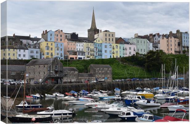 Tenby church and harbour Canvas Print by Hannah Jones