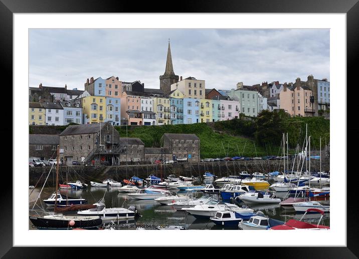 Tenby church and harbour Framed Mounted Print by Hannah Jones