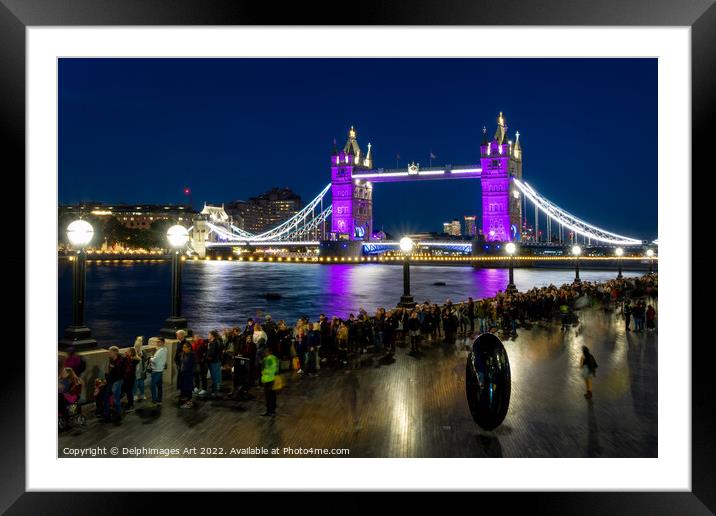 Queen Elizabeth II lying-in-state queue near Tower Framed Mounted Print by Delphimages Art