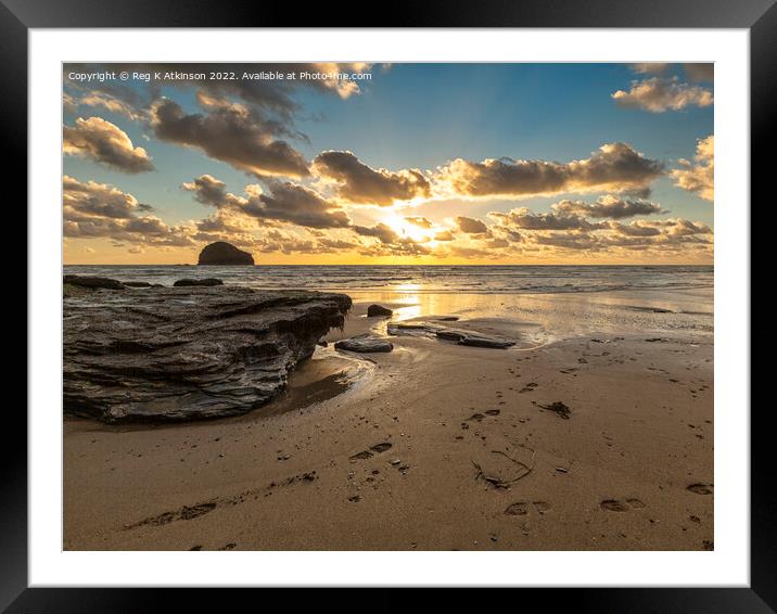 Cornish Sunset Framed Mounted Print by Reg K Atkinson