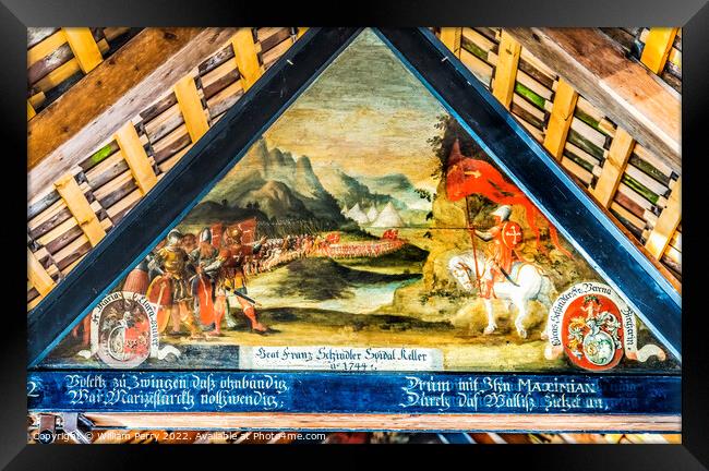 Roman Army Panel Painting Chapel  Bridge Lucerne Switzerland Framed Print by William Perry